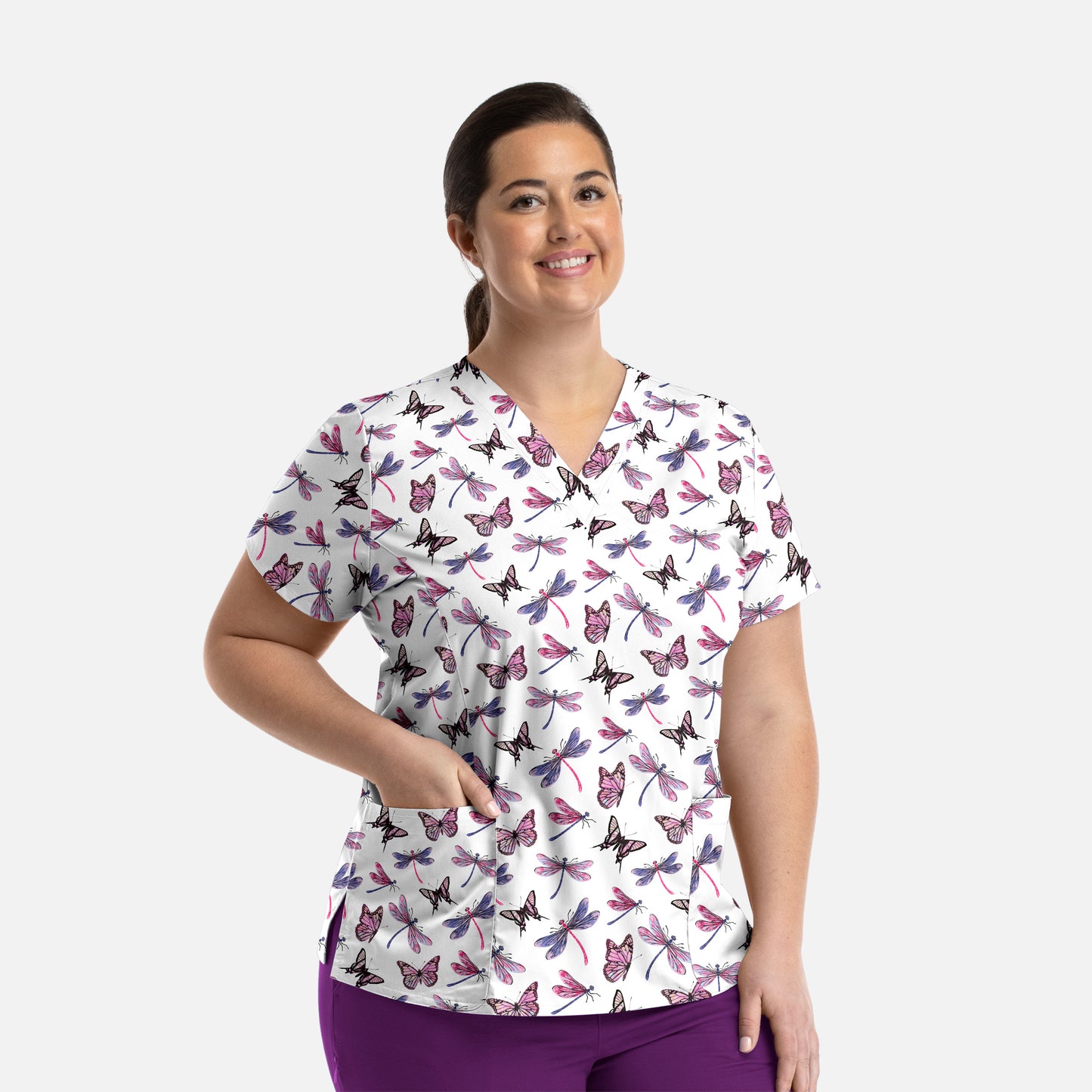 Maevn 9810 V-Neck Print Scrub Top