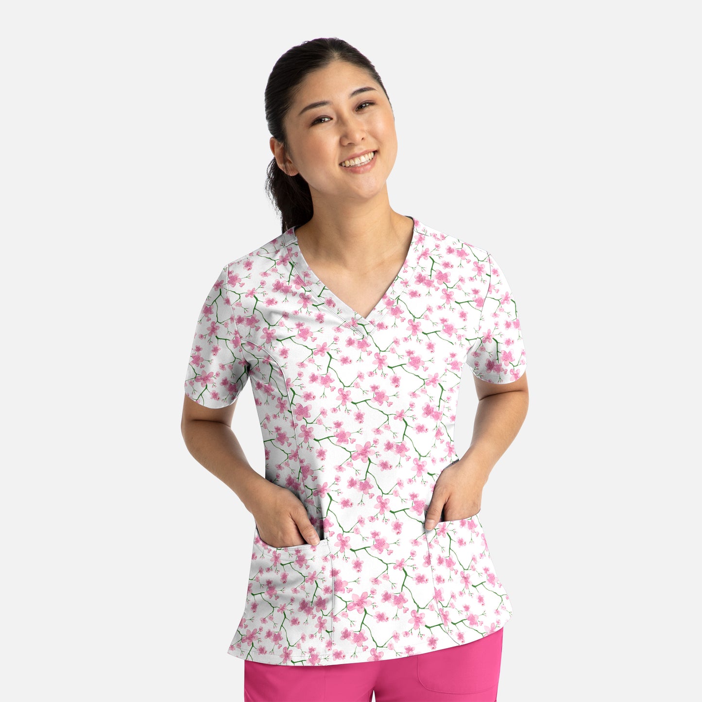 Maevn 9810 V-Neck Print Scrub Top