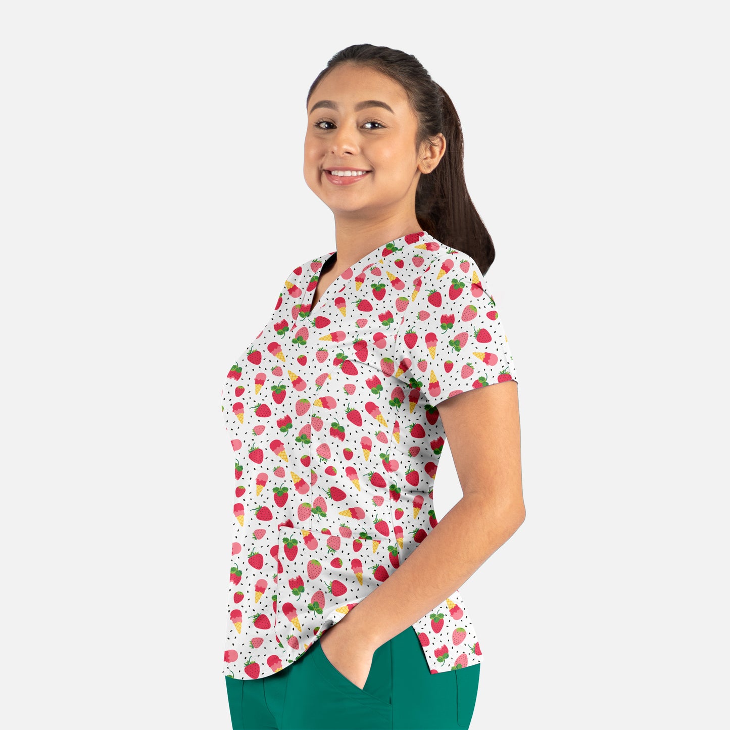 Maevn 9810 V-Neck Print Scrub Top