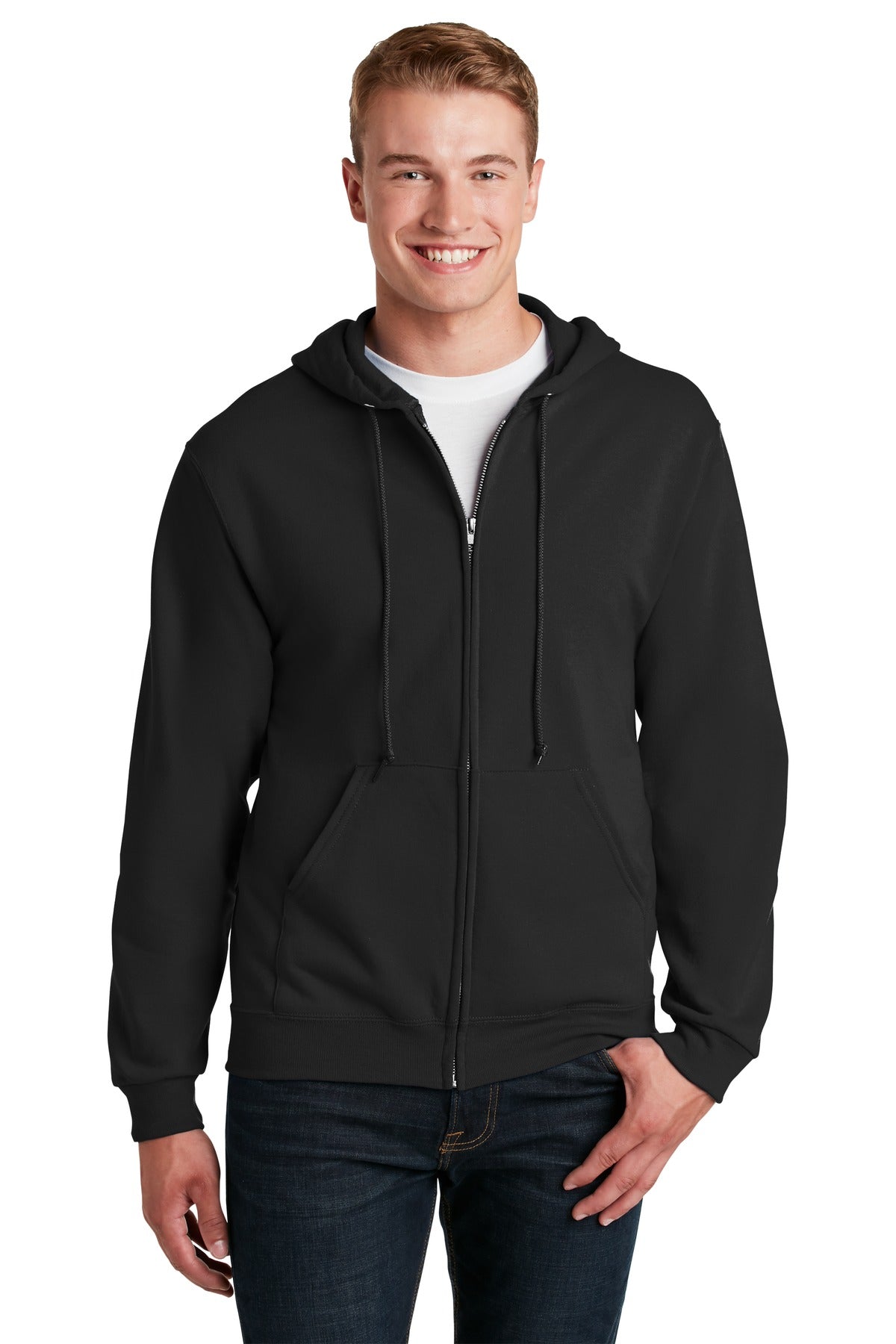 Jerzees NuBlend Full-Zip Hooded Sweatshirt.  993M Black