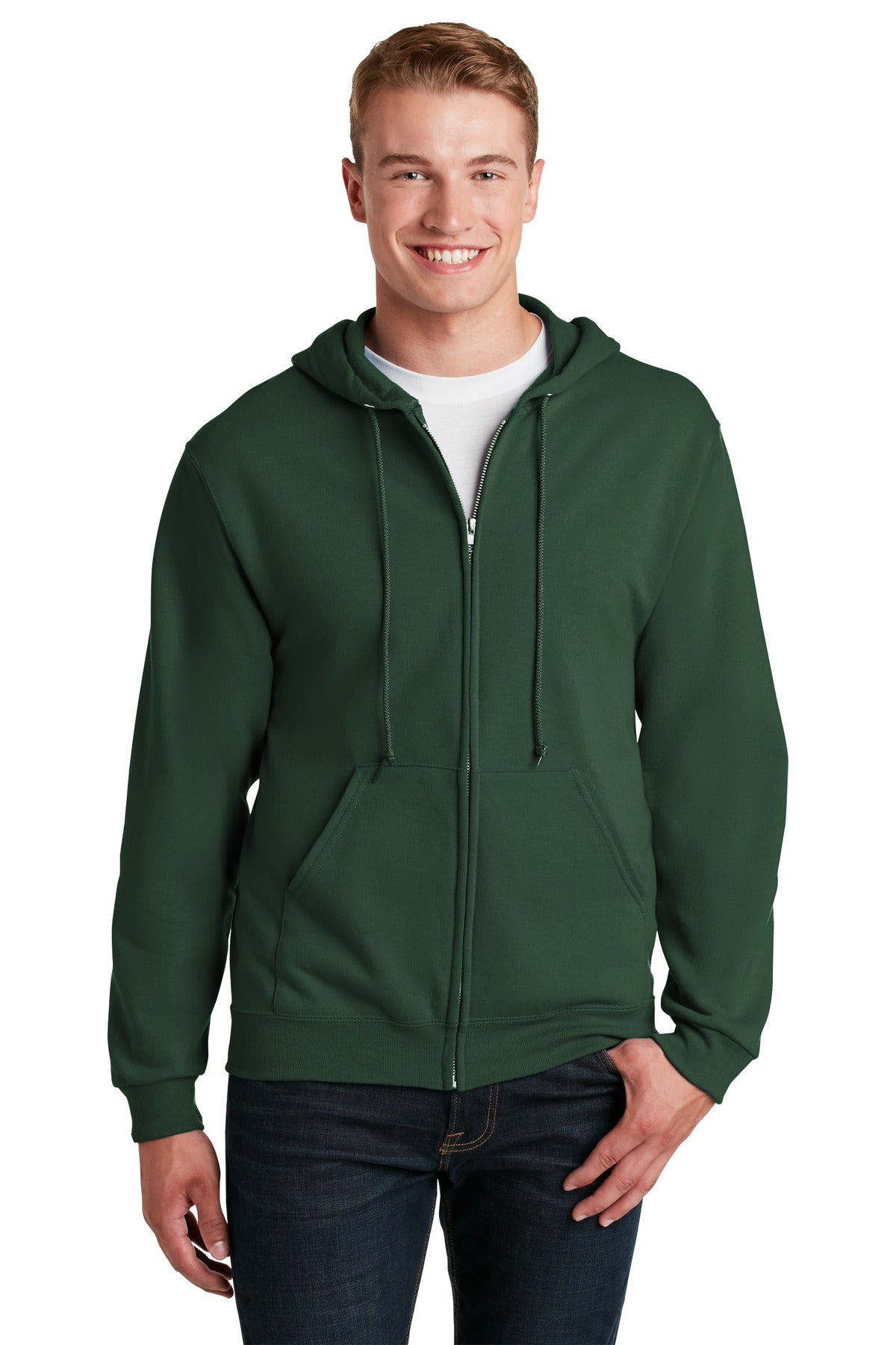 Jerzees NuBlend Full-Zip Hooded Sweatshirt.  993M Forest Green