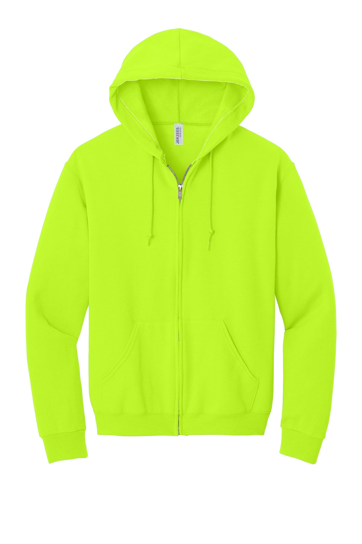 Jerzees NuBlend Full-Zip Hooded Sweatshirt.  993M Safety Green