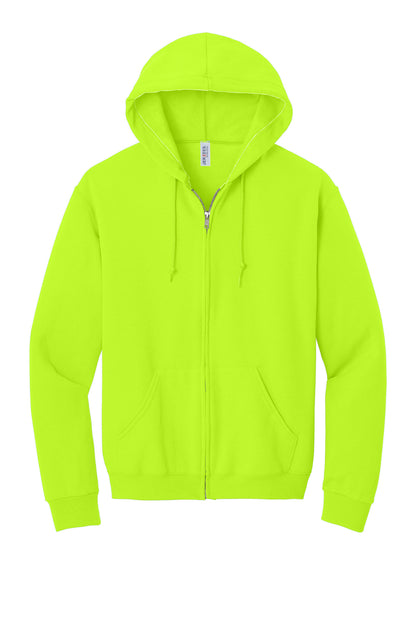 Jerzees NuBlend Full-Zip Hooded Sweatshirt.  993M Safety Green