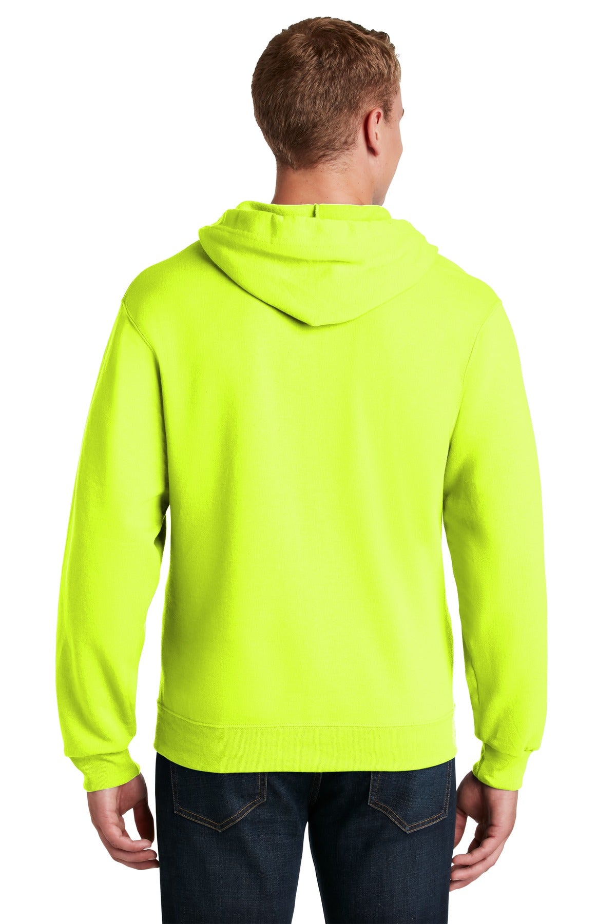 Jerzees NuBlend Full-Zip Hooded Sweatshirt.  993M Safety Green