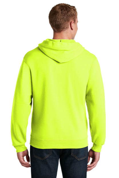 Jerzees NuBlend Full-Zip Hooded Sweatshirt.  993M Safety Green