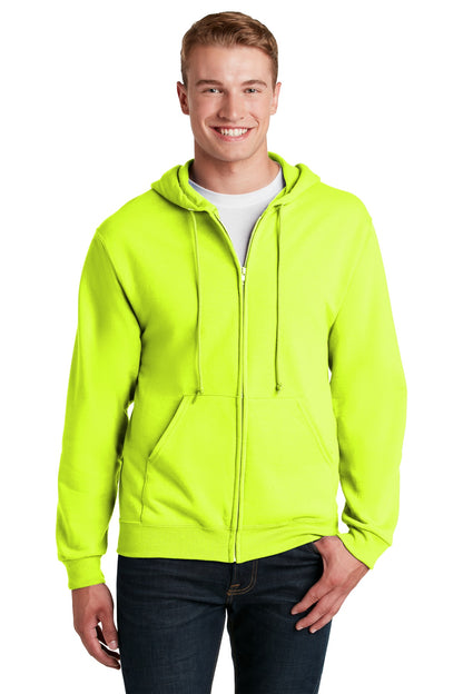 Jerzees NuBlend Full-Zip Hooded Sweatshirt.  993M Safety Green