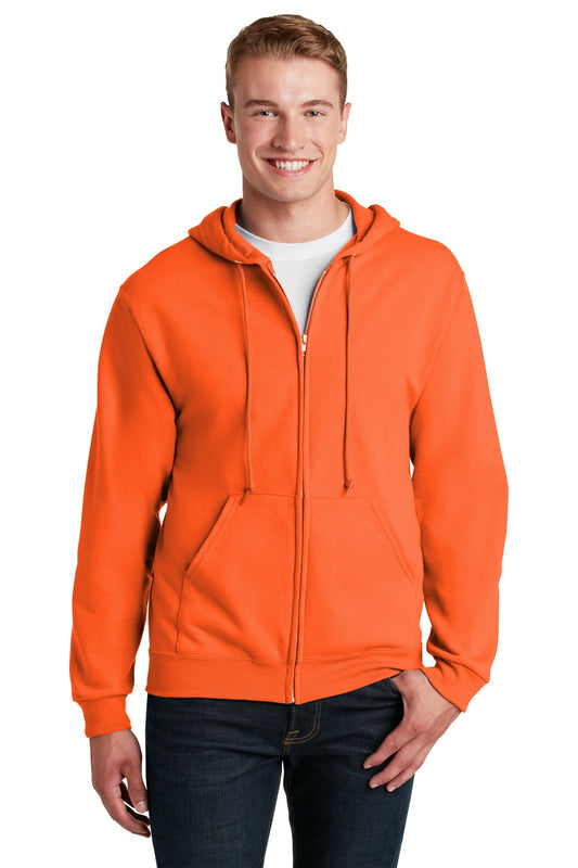 Jerzees NuBlend Full-Zip Hooded Sweatshirt.  993M Safety Orange