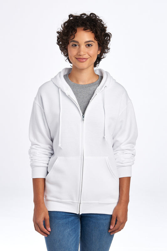 Jerzees NuBlend Full-Zip Hooded Sweatshirt.  993M White