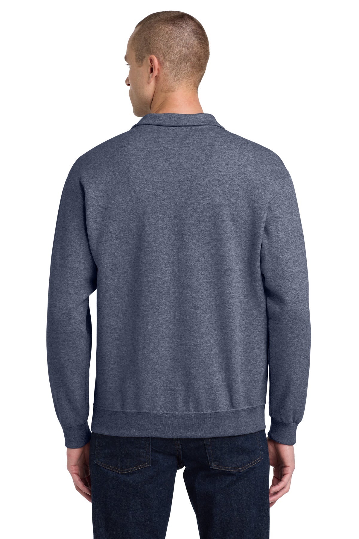Jerzees NuBlend 1/4-Zip Cadet Collar Sweatshirt. 995M Vintage Heather Navy