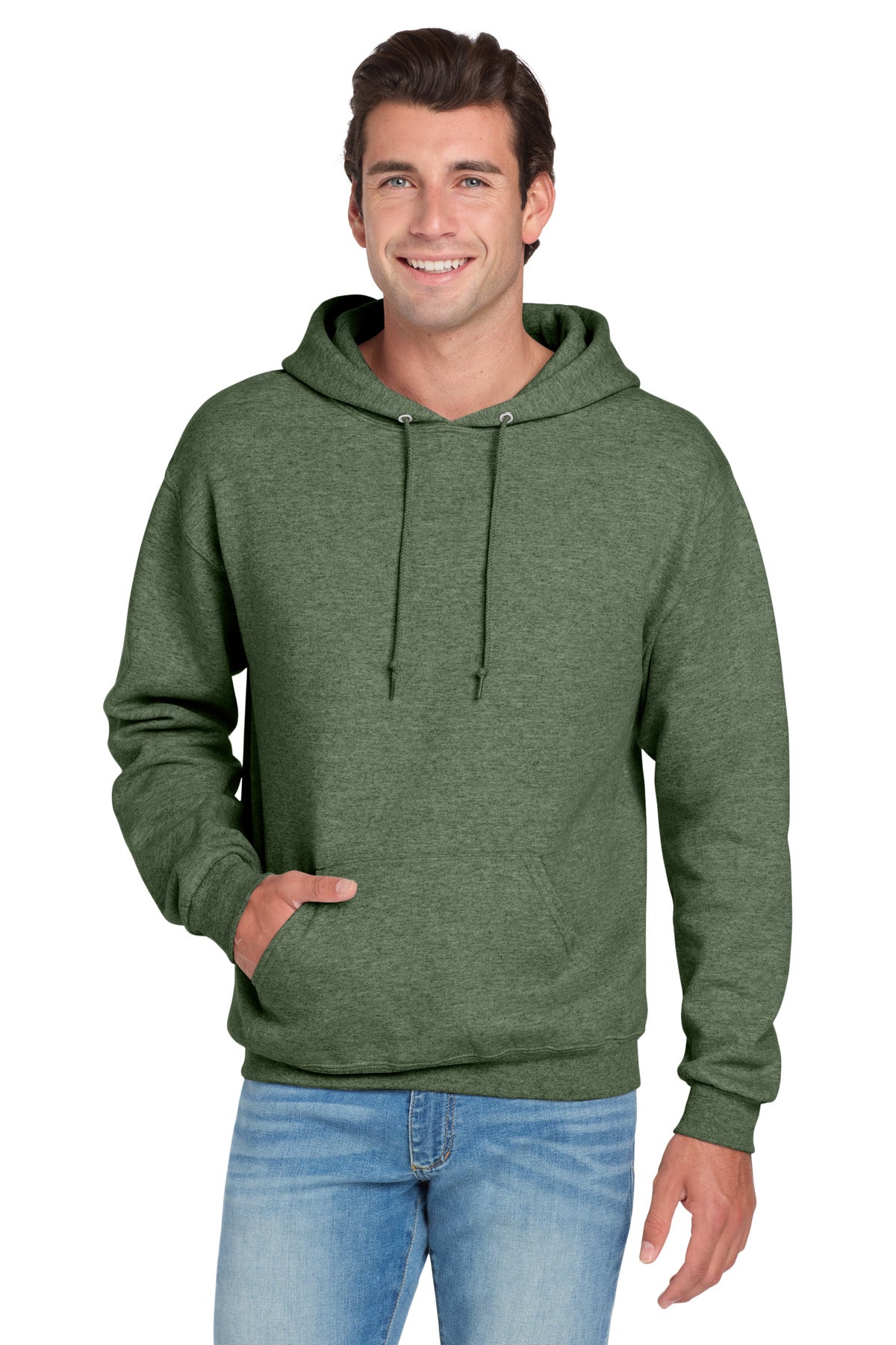 Jerzees NuBlend Pullover Hooded Sweatshirt.  996M Military Green Heather
