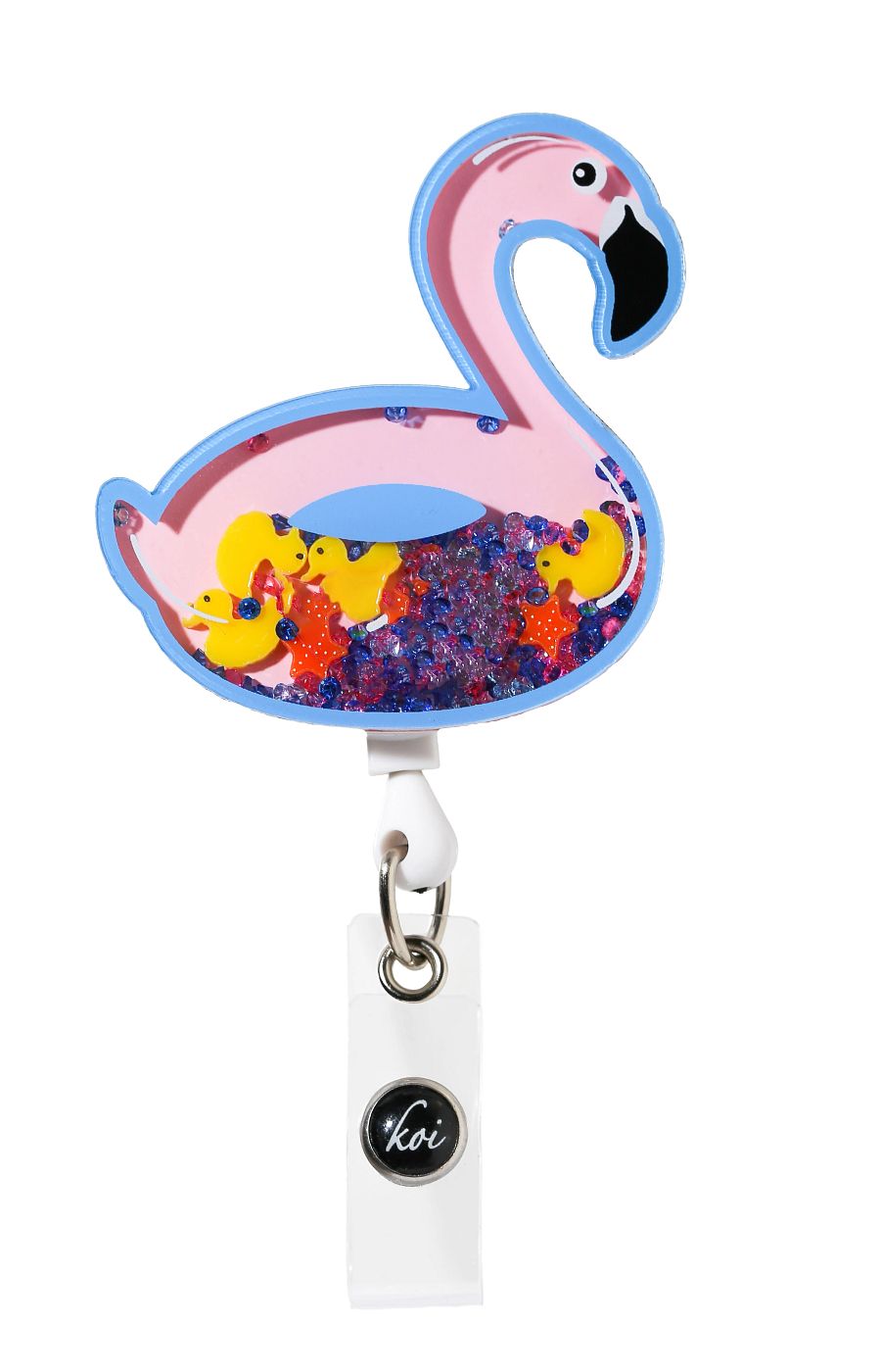 Essentials Shaker-Style ID Badge Reel Flamingo Floatie