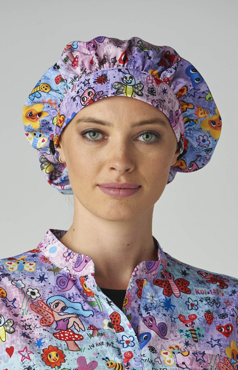 Koi Artist Series A174PRA Bouffant Cap Spring Friends