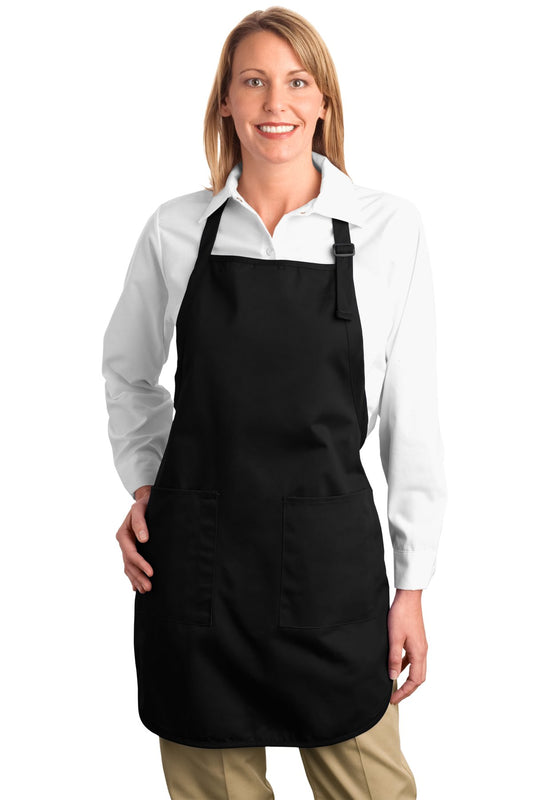 Port Authority Full-Length Apron with Pockets.  A500 Black