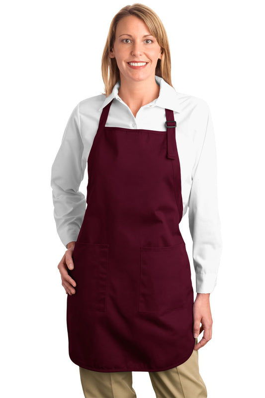 Port Authority Full-Length Apron with Pockets.  A500 Maroon