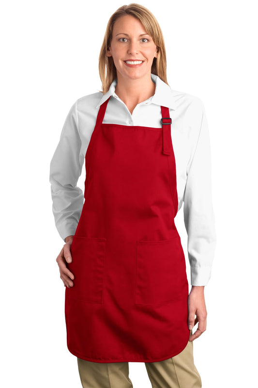Port Authority Full-Length Apron with Pockets.  A500 Red
