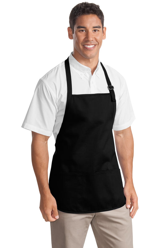 Port Authority Medium-Length Apron with Pouch Pockets.  A510 Black