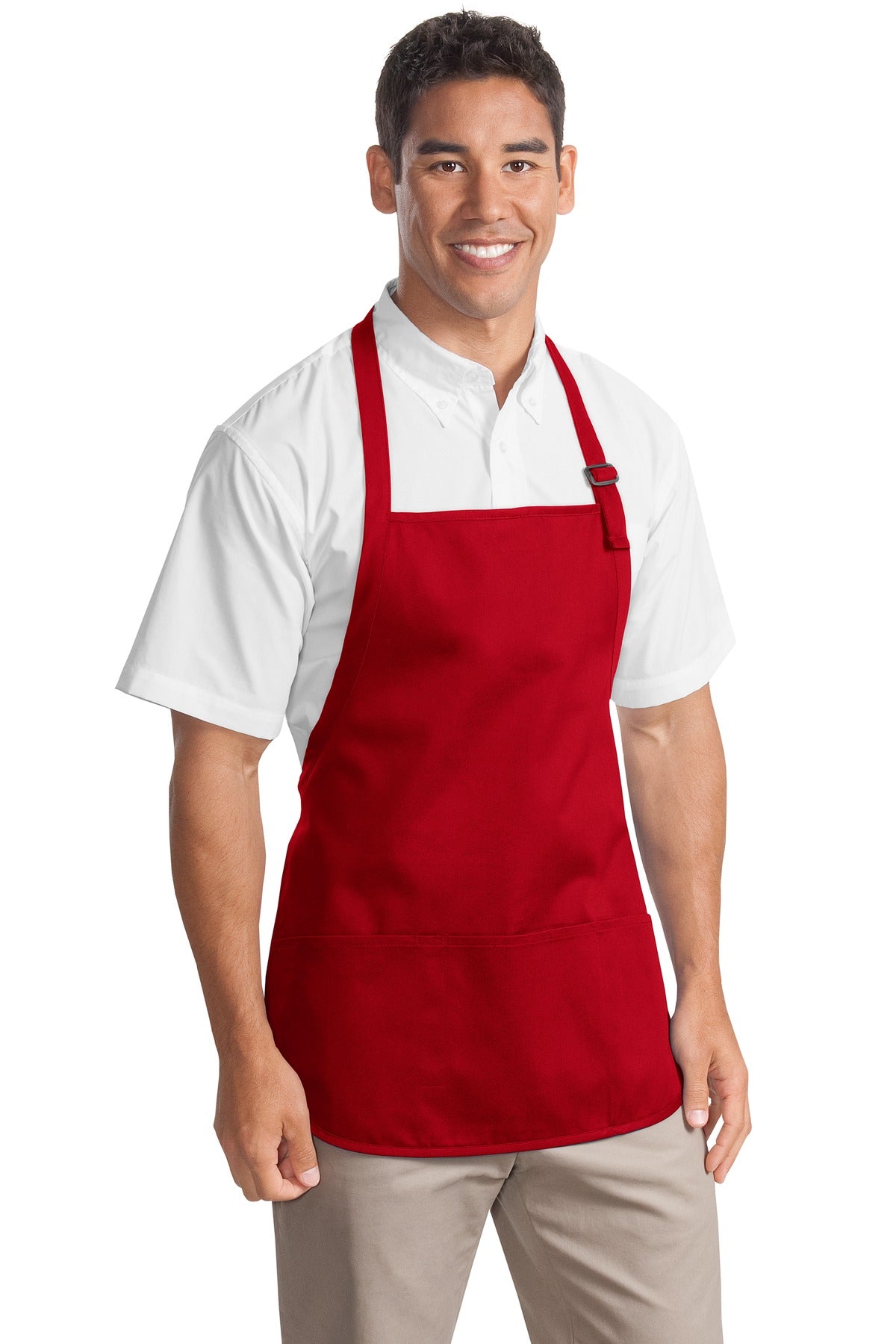 Port Authority Medium-Length Apron with Pouch Pockets A510 Red