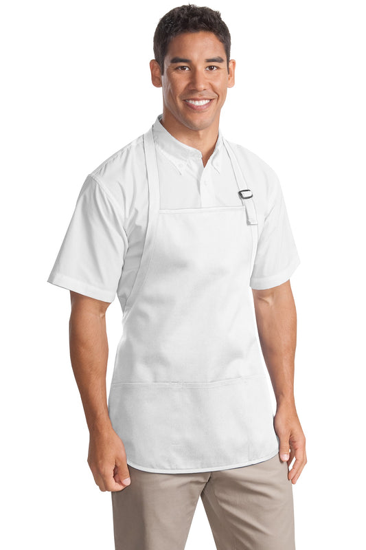 Port Authority Medium-Length Apron with Pouch Pockets.  A510 White