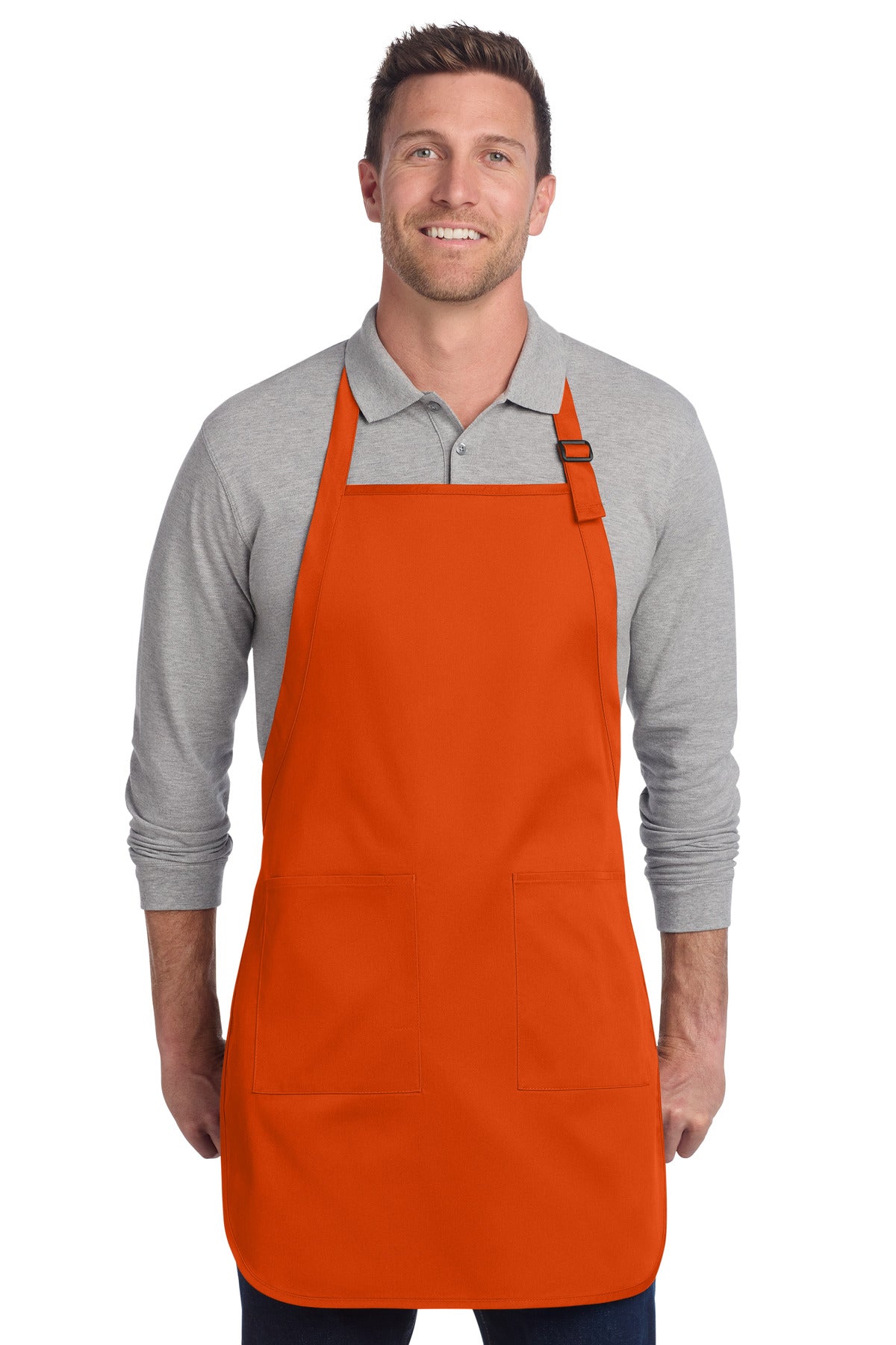Port Authority Full-Length Two-Pocket Bib Apron A600 Orange