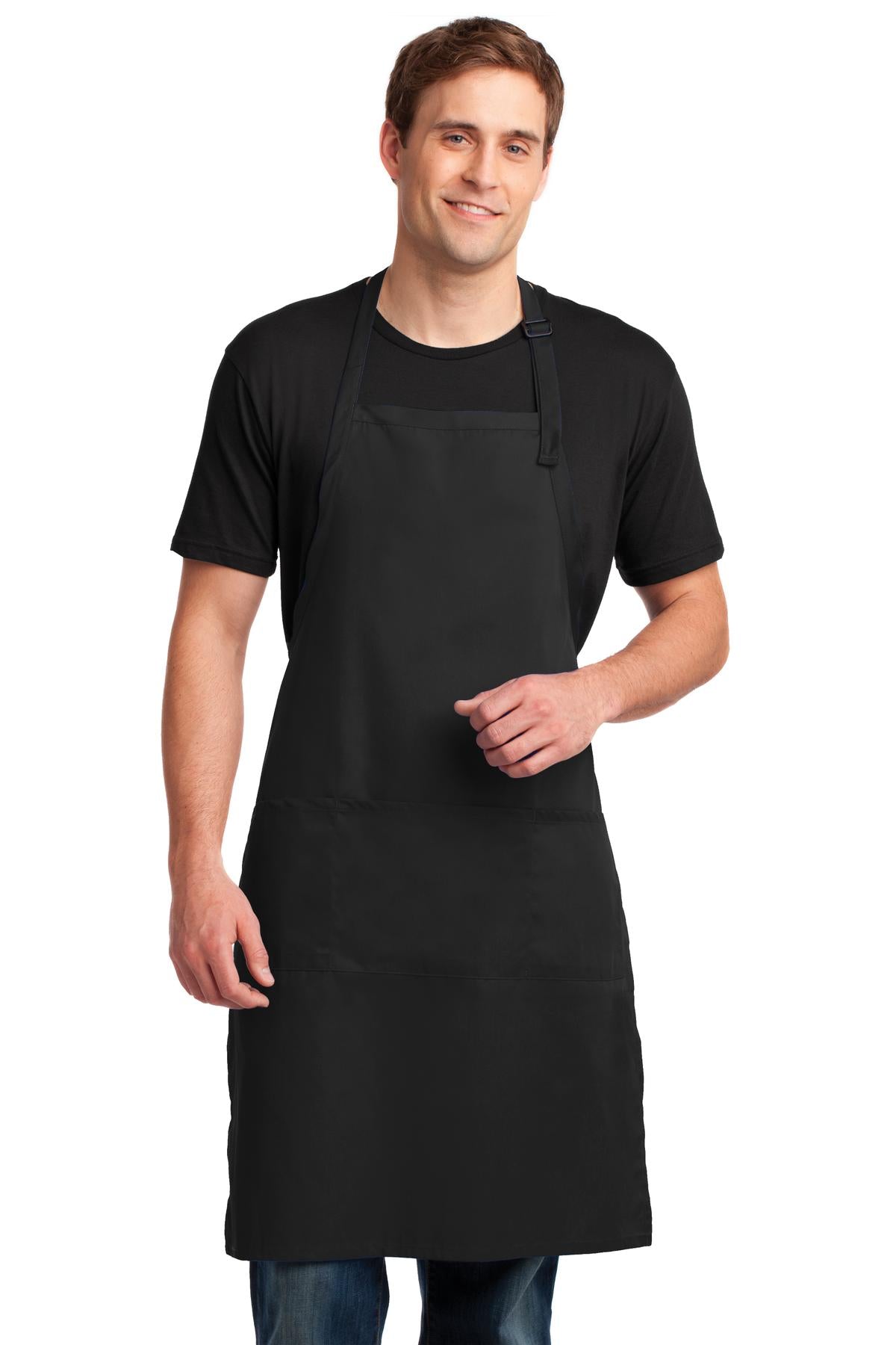 Port Authority Easy Care Extra Long Bib Apron with Stain Release A700 Black