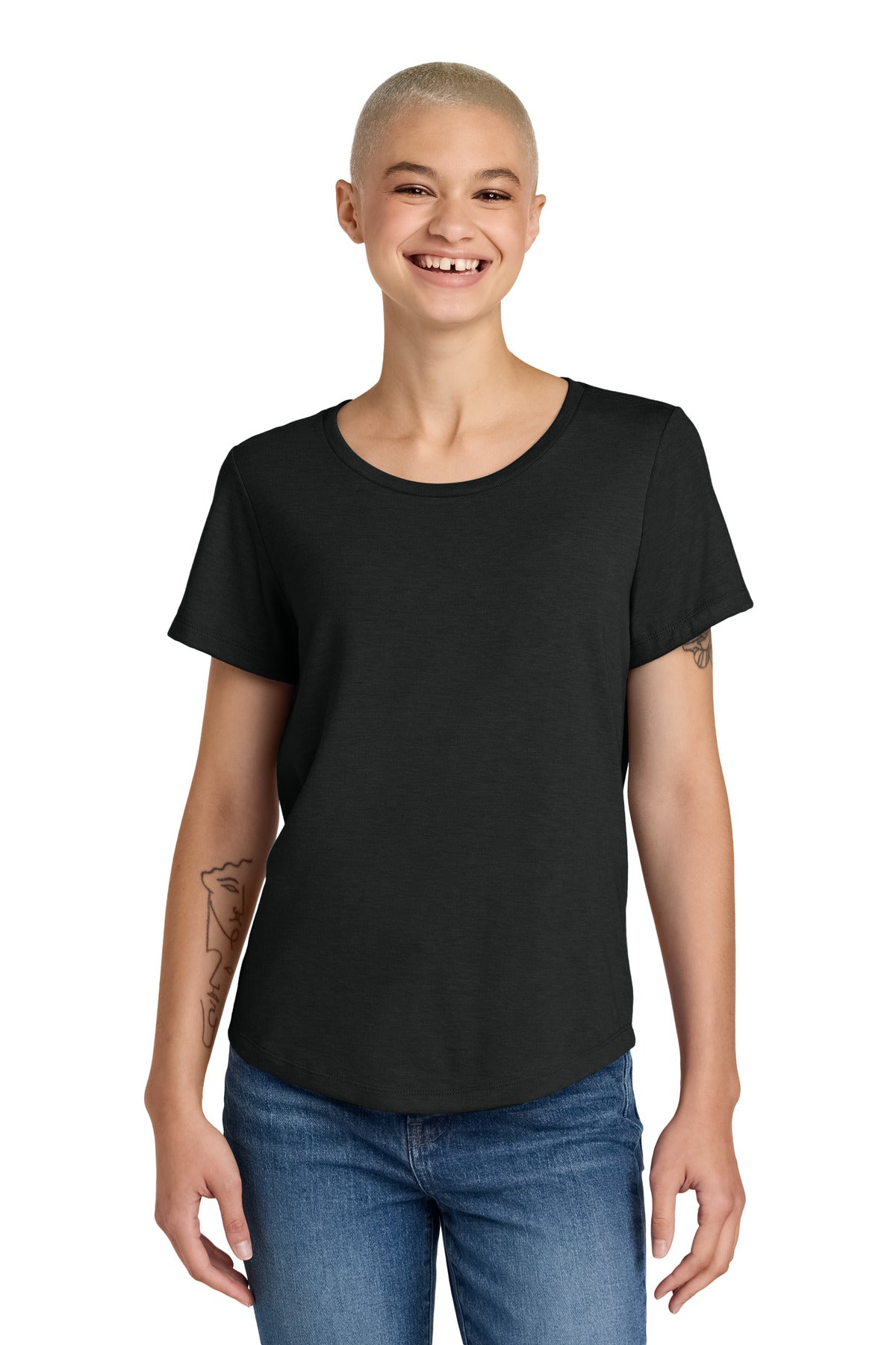 Allmade Women's Relaxed Tri-Blend Scoop Neck Tee AL2015 Deep Black