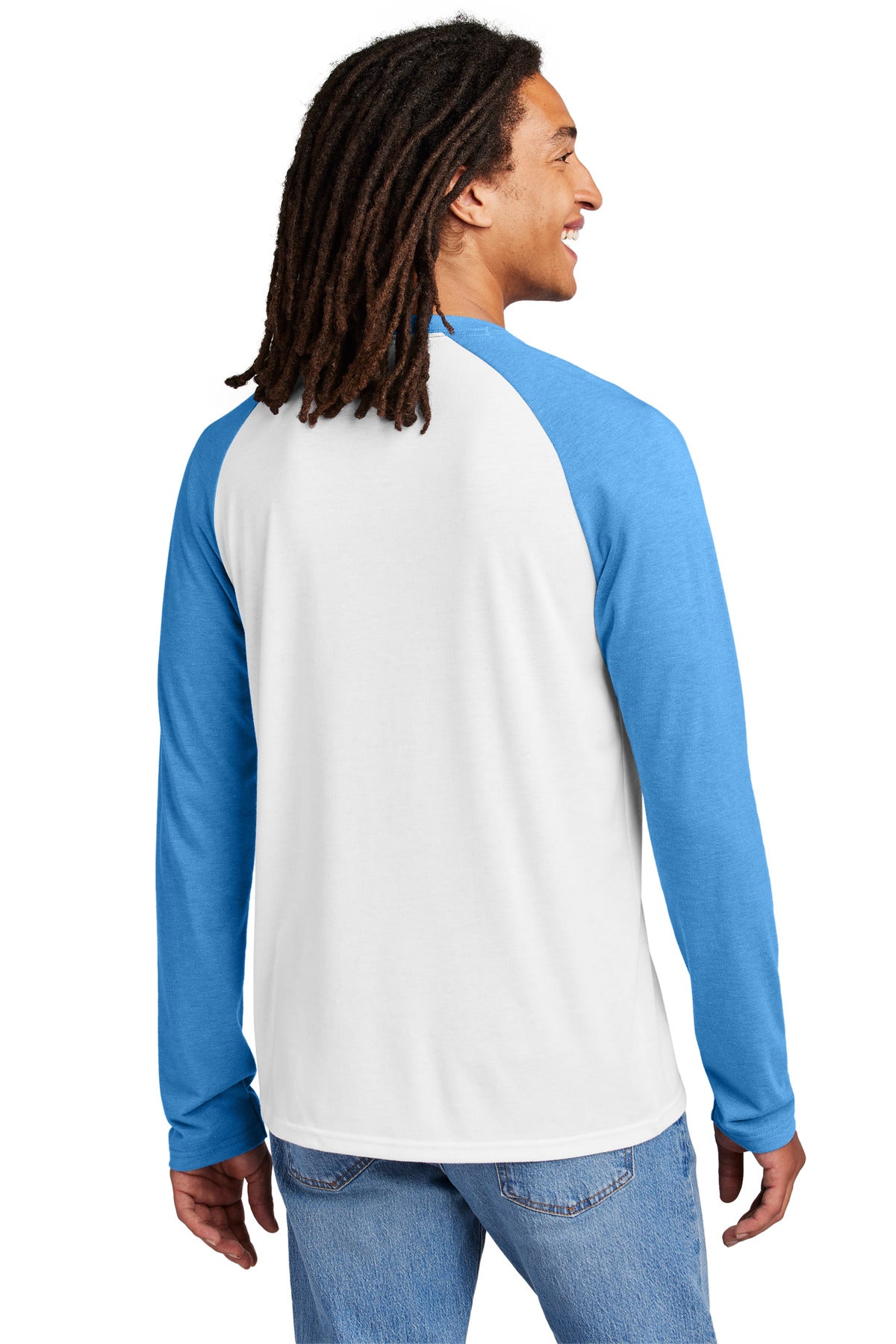 Allmade Unisex Tri-Blend Long Sleeve Colorblock Raglan AL6009 Azure Blue/ Bright White