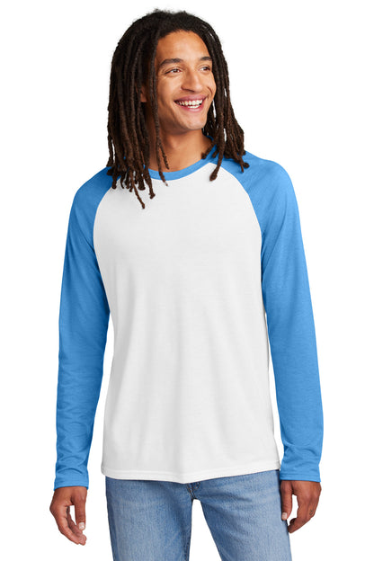 Allmade Unisex Tri-Blend Long Sleeve Colorblock Raglan AL6009 Azure Blue/ Bright White