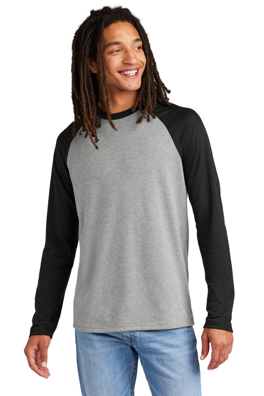Allmade Unisex Tri-Blend Long Sleeve Colorblock Raglan AL6009 Deep Black/ Aluminum Grey