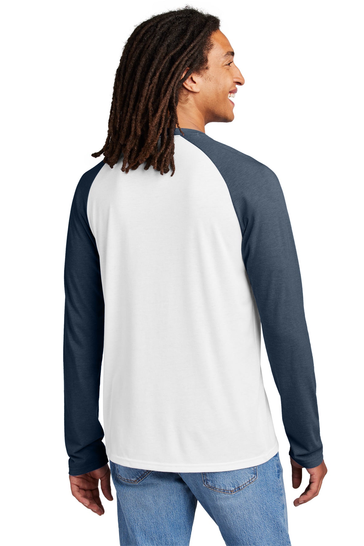 Allmade Unisex Tri-Blend Long Sleeve Colorblock Raglan AL6009 Rebel Blue/ Bright White
