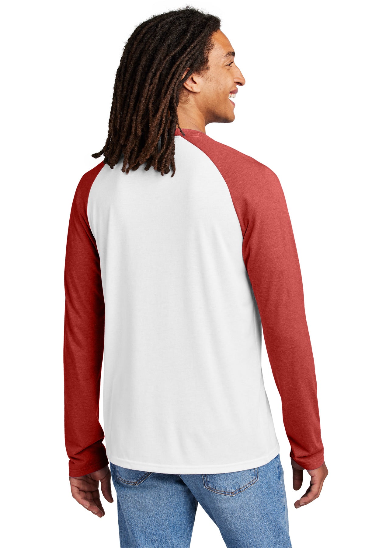 Allmade Unisex Tri-Blend Long Sleeve Colorblock Raglan AL6009 Rise Up Red/ Bright White