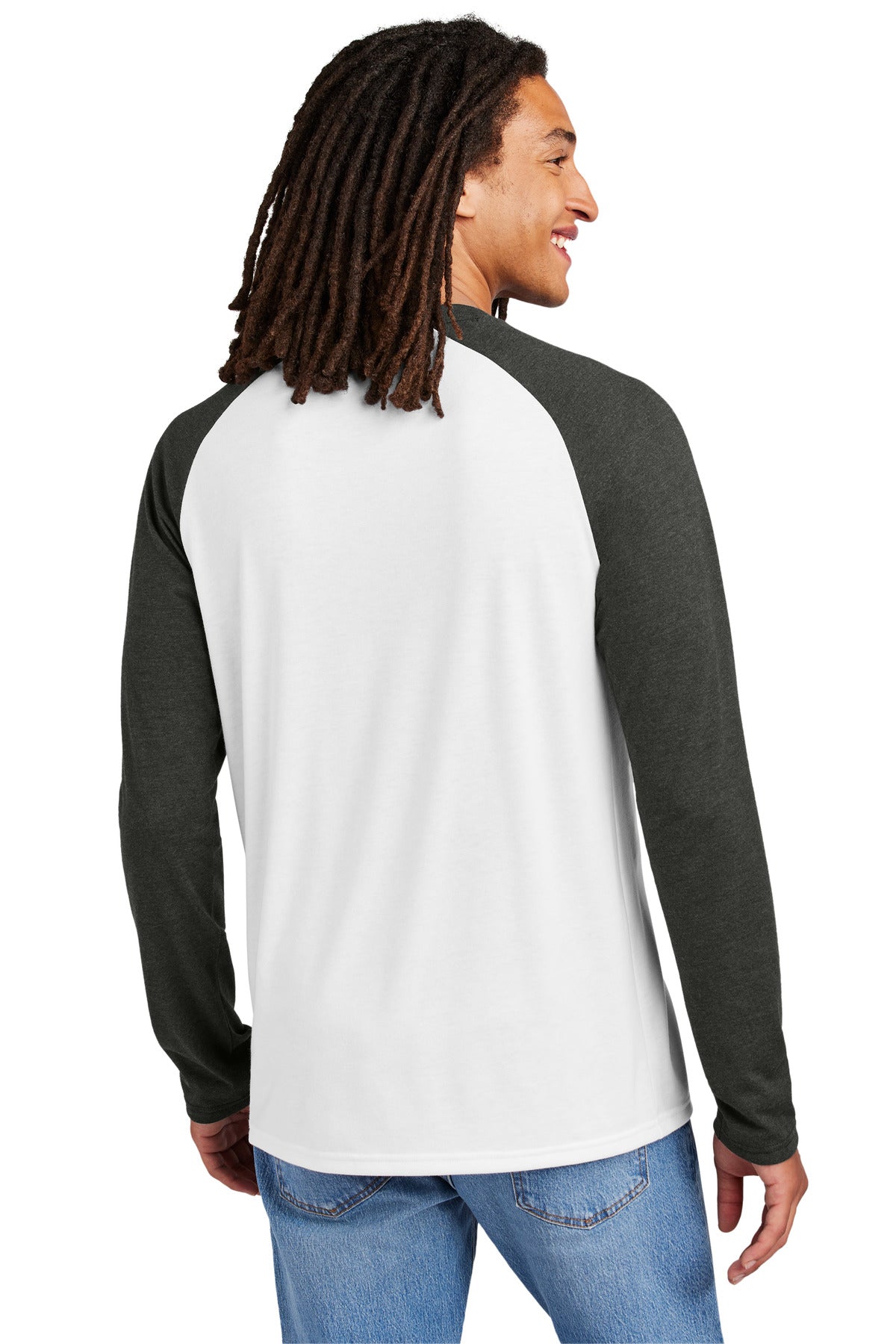 Allmade Unisex Tri-Blend Long Sleeve Colorblock Raglan AL6009 Space Black/ Bright White