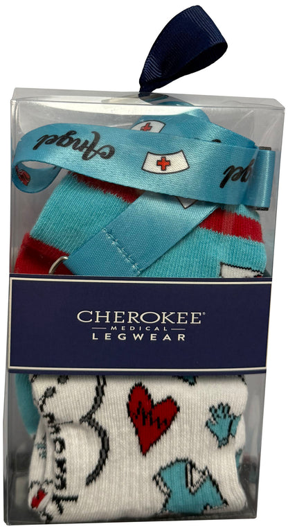 Legwear APPRECIATION 6-2 Pair Pack Nurses Week Gift Set +Lanyard Nurse Angels