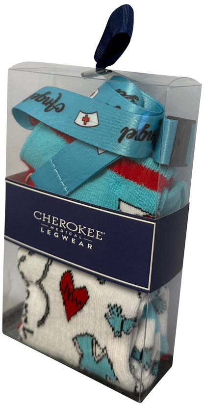 Legwear APPRECIATION 6-2 Pair Pack Nurses Week Gift Set +Lanyard Nurse Angels