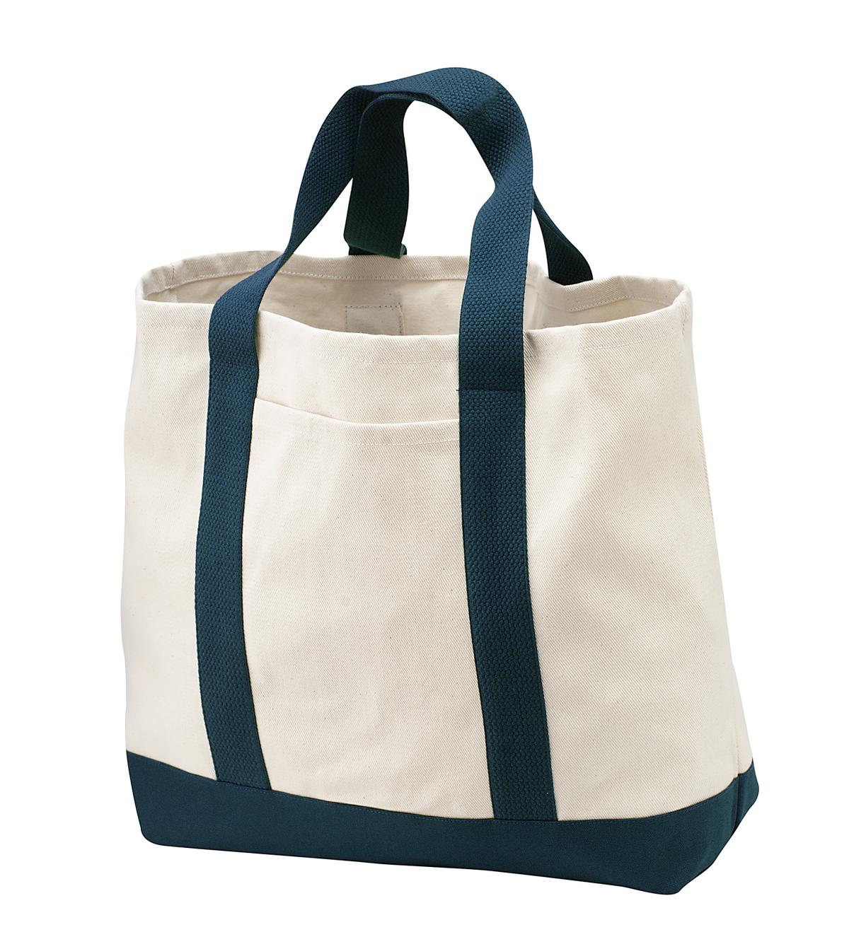 Port Authority - Ideal Twill Two-Tone Shopping Tote B400 Natural/ Navy