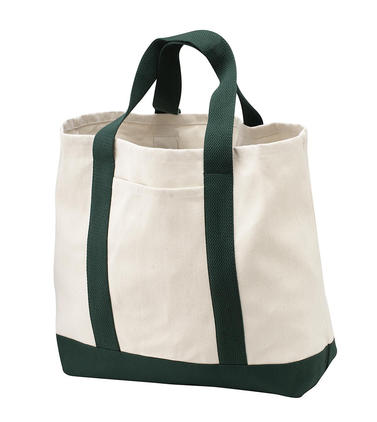 Port Authority - Ideal Twill Two-Tone Shopping Tote B400 Natural/ Spruce