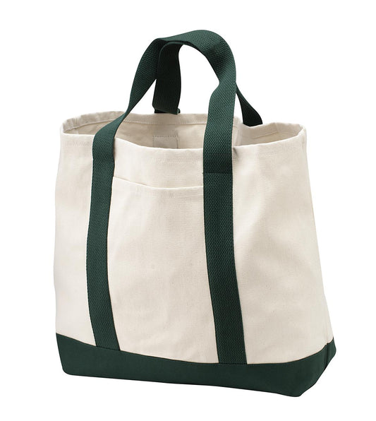 Port Authority - Ideal Twill Two-Tone Shopping Tote B400 Natural/ Spruce