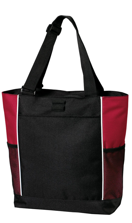 Port Authority Panel Tote B5160 Black/ Red
