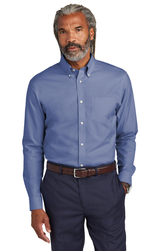Brooks Brothers Wrinkle-Free Stretch Pinpoint Shirt BB18000 Cobalt Blue