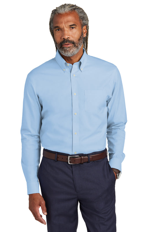 Brooks Brothers Wrinkle-Free Stretch Pinpoint Shirt BB18000 Newport Blue