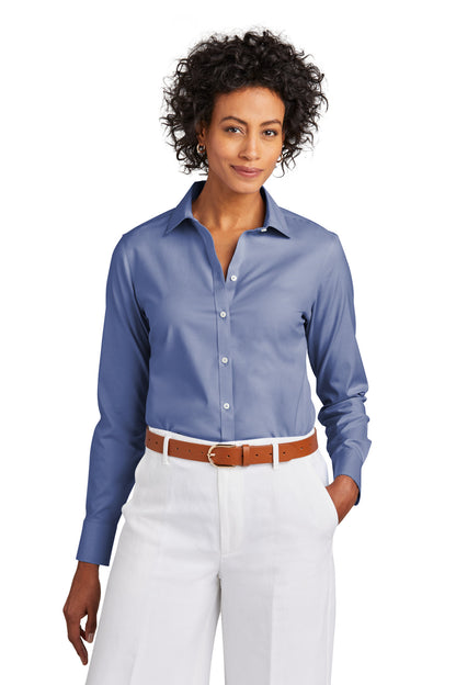 Brooks Brothers Women's Wrinkle-Free Stretch Pinpoint Shirt BB18001 Cobalt Blue