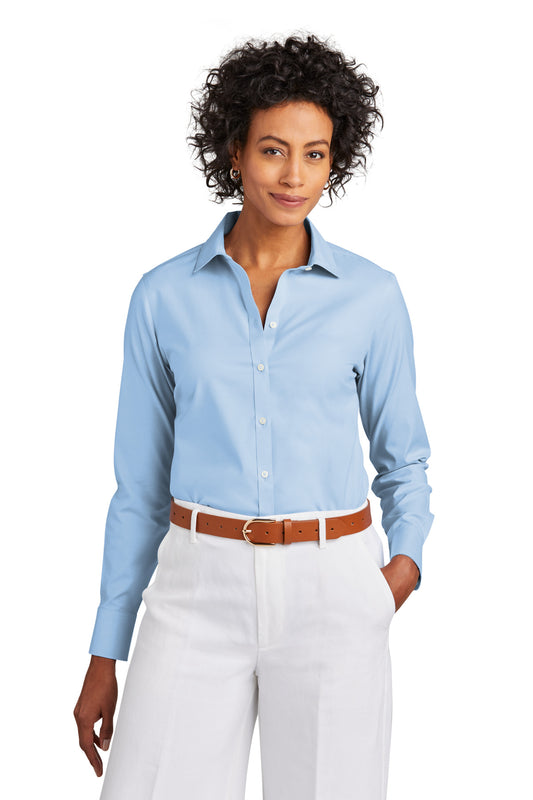 Brooks Brothers Women's Wrinkle-Free Stretch Pinpoint Shirt BB18001 Newport Blue