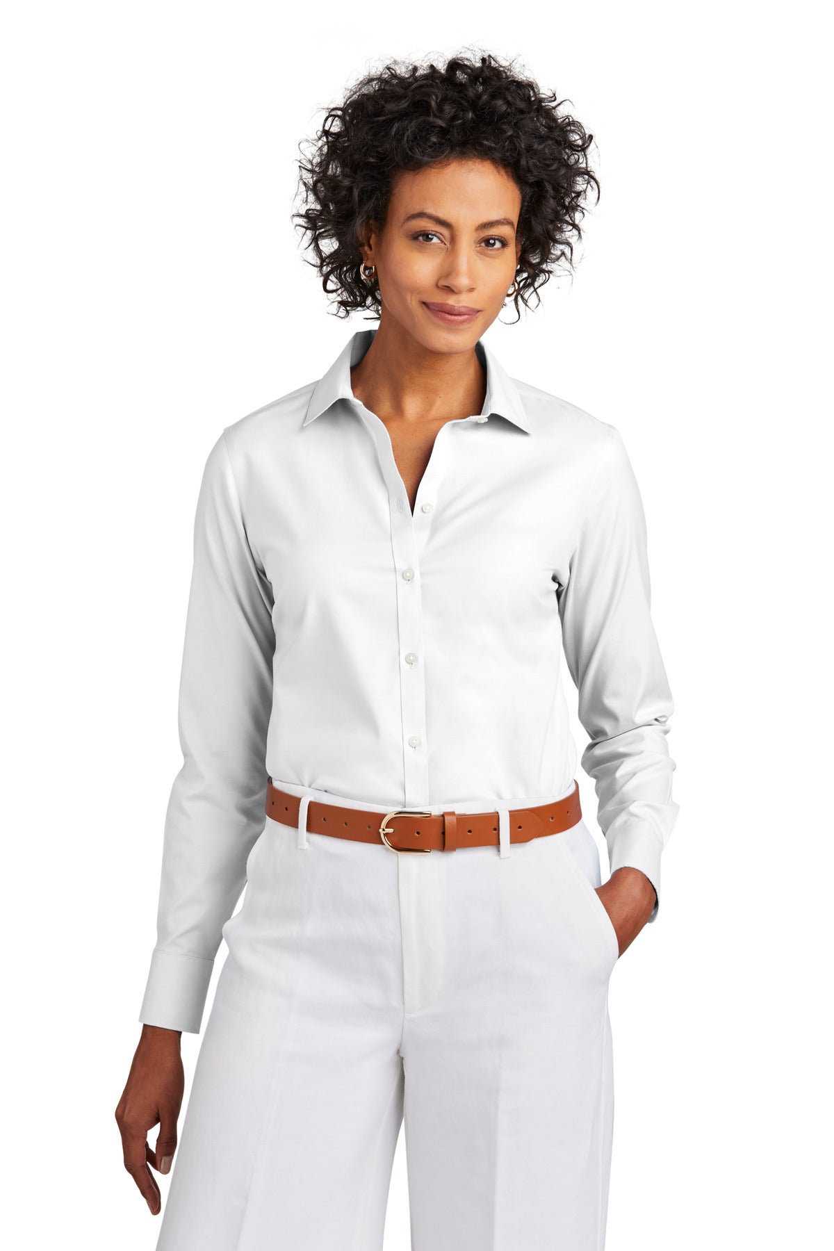 Brooks Brothers Women's Wrinkle-Free Stretch Pinpoint Shirt BB18001 White