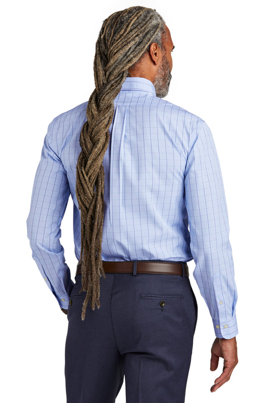 Brooks Brothers Wrinkle-Free Stretch Patterned Shirt BB18008 Newport Blue