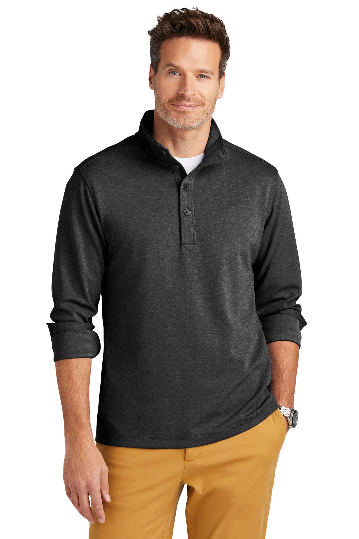 Brooks Brothers Mid-Layer Stretch 1/2-Button BB18202 Windsor Grey Heather