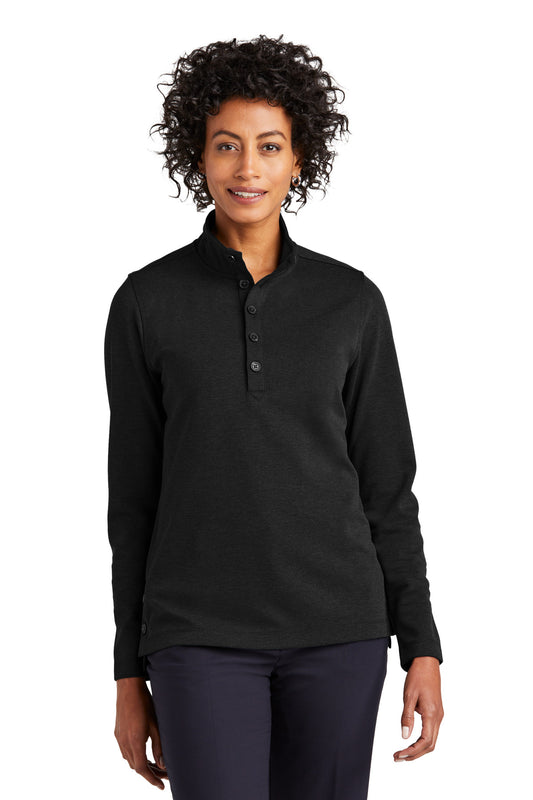 Brooks Brothers Women's Mid-Layer Stretch 1/2-Button BB18203 Black Heather
