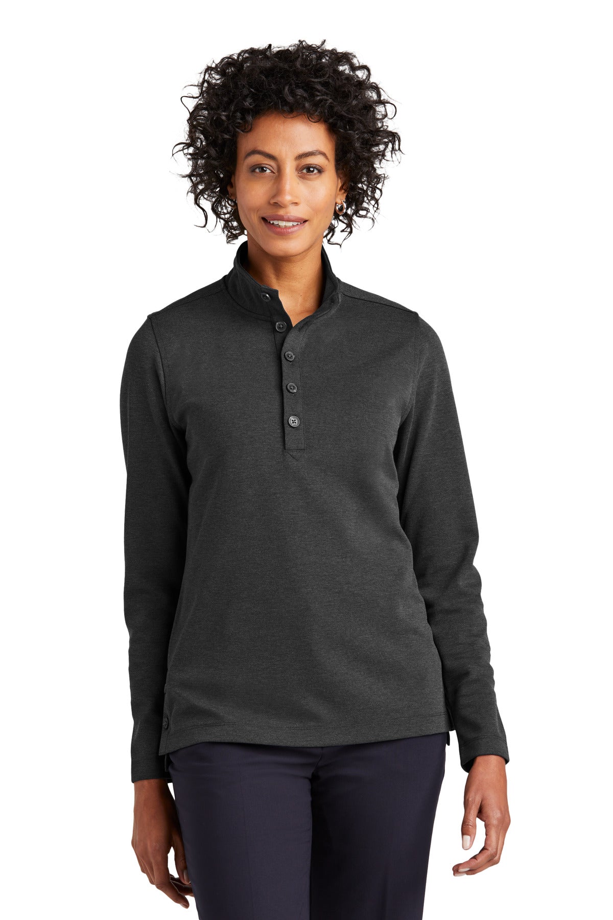 Brooks Brothers Women's Mid-Layer Stretch 1/2-Button BB18203 Windsor Grey Heather