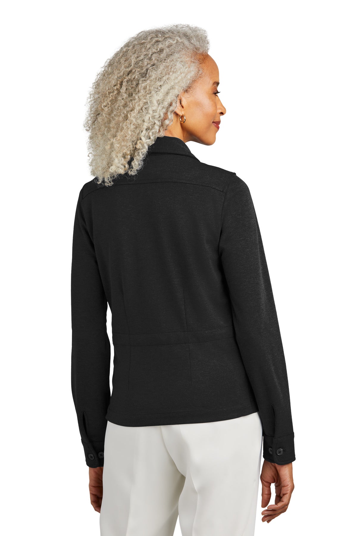 Brooks Brothers Women's Mid-Layer Stretch Button Jacket BB18205 Black Heather