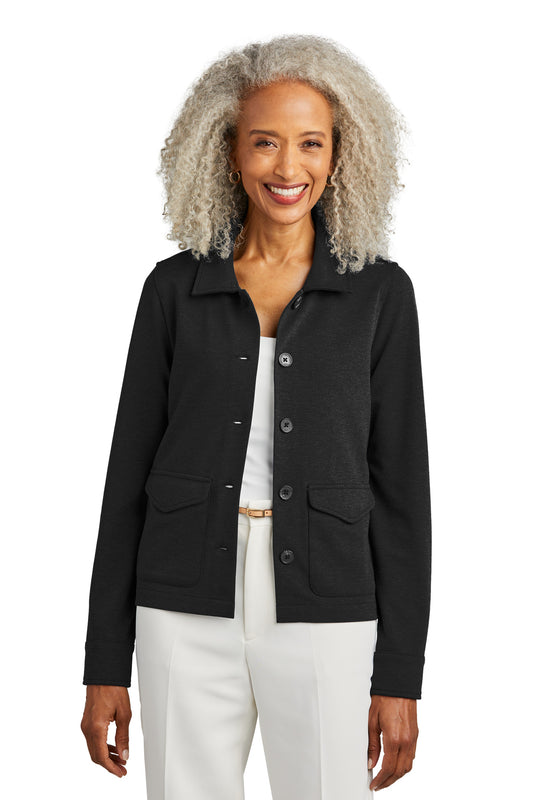 Brooks Brothers Women's Mid-Layer Stretch Button Jacket BB18205 Black Heather