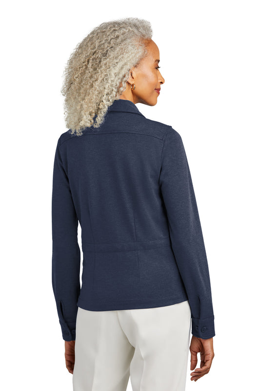 Brooks Brothers Women's Mid-Layer Stretch Button Jacket BB18205 Navy Blazer Heather