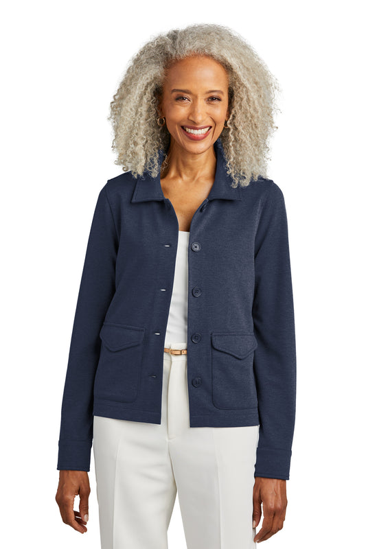 Brooks Brothers Women's Mid-Layer Stretch Button Jacket BB18205 Navy Blazer Heather